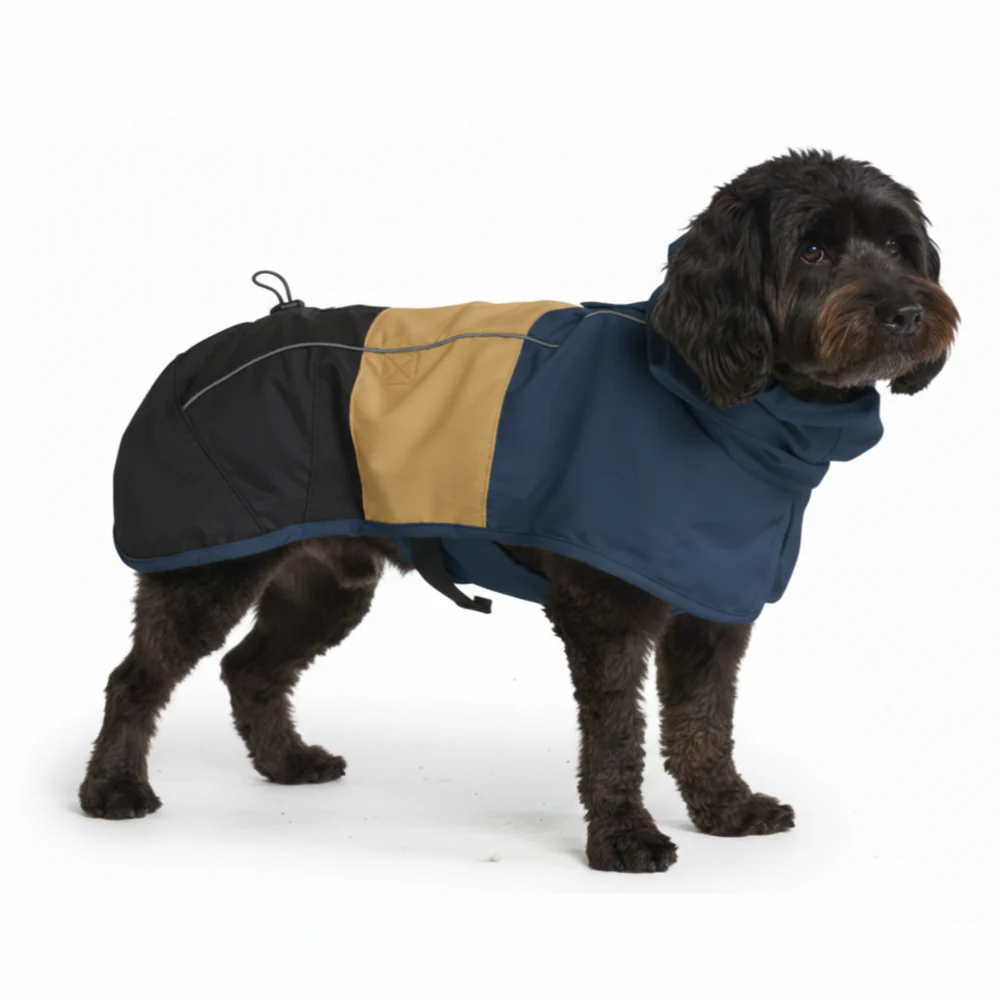 Breatheshield™ Dog Raincoat - Blue Gold Black - Image 3
