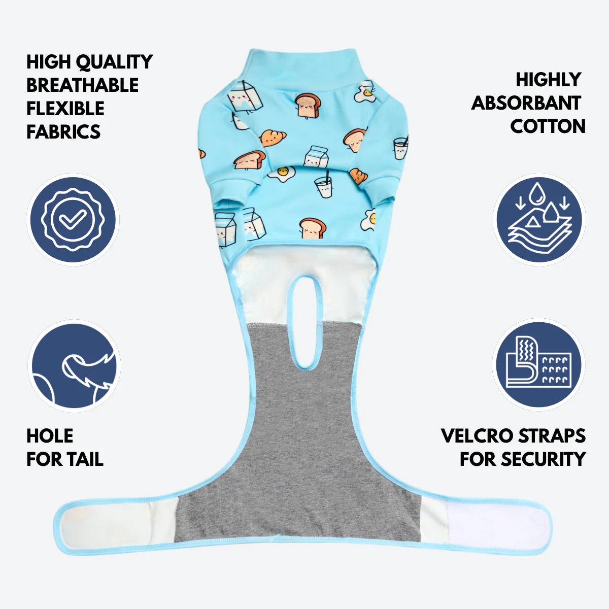 Dog Surgical Suit - Breakfast Blue - Image 8