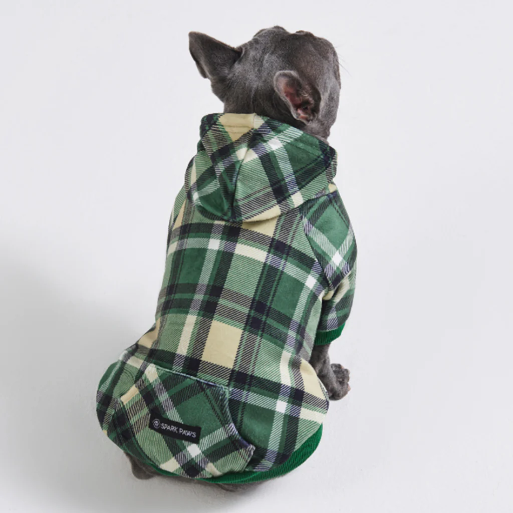 Green Plaid Dog Hoodie - Image 9