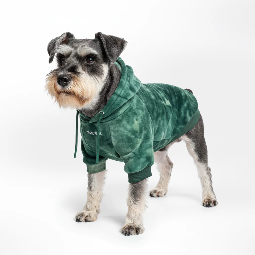 Velvet Dog Hoodie - Emerald Green - Image 3