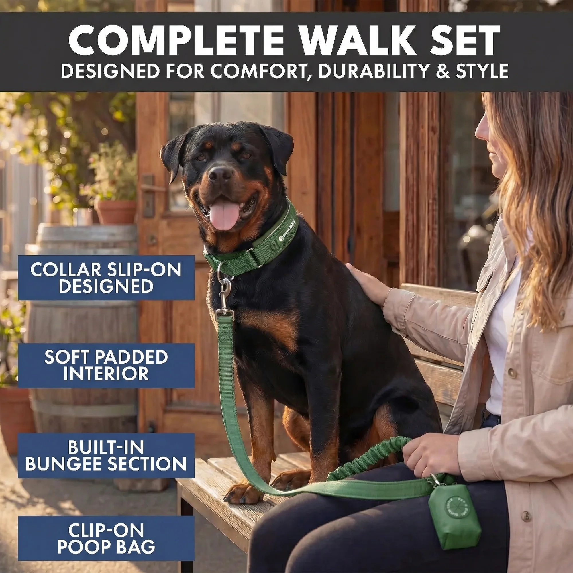 Martingale Collar and Multipurpose Leash Set - Army Green - Image 7