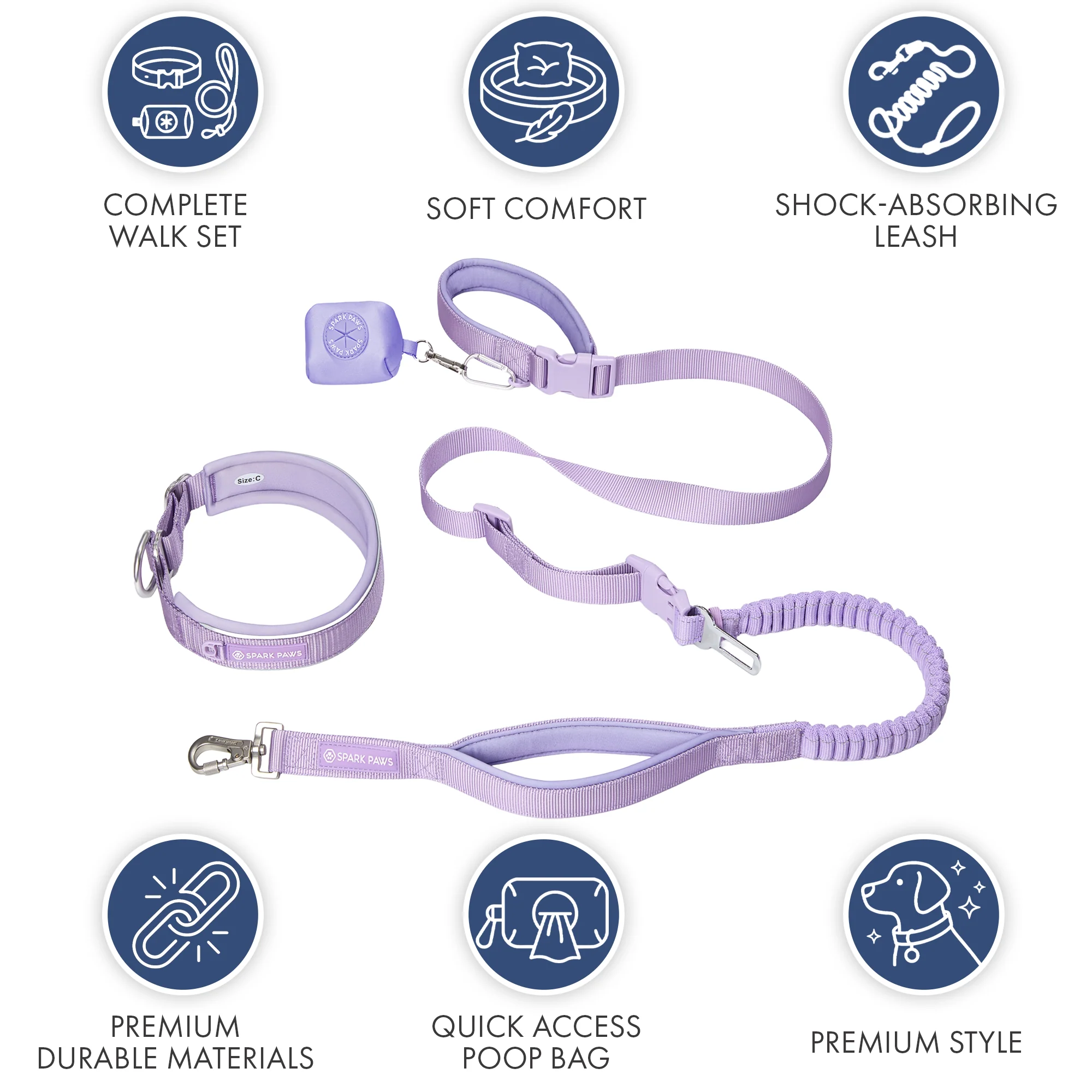 Martingale Collar and Multipurpose Leash Set - Lilac - Image 8
