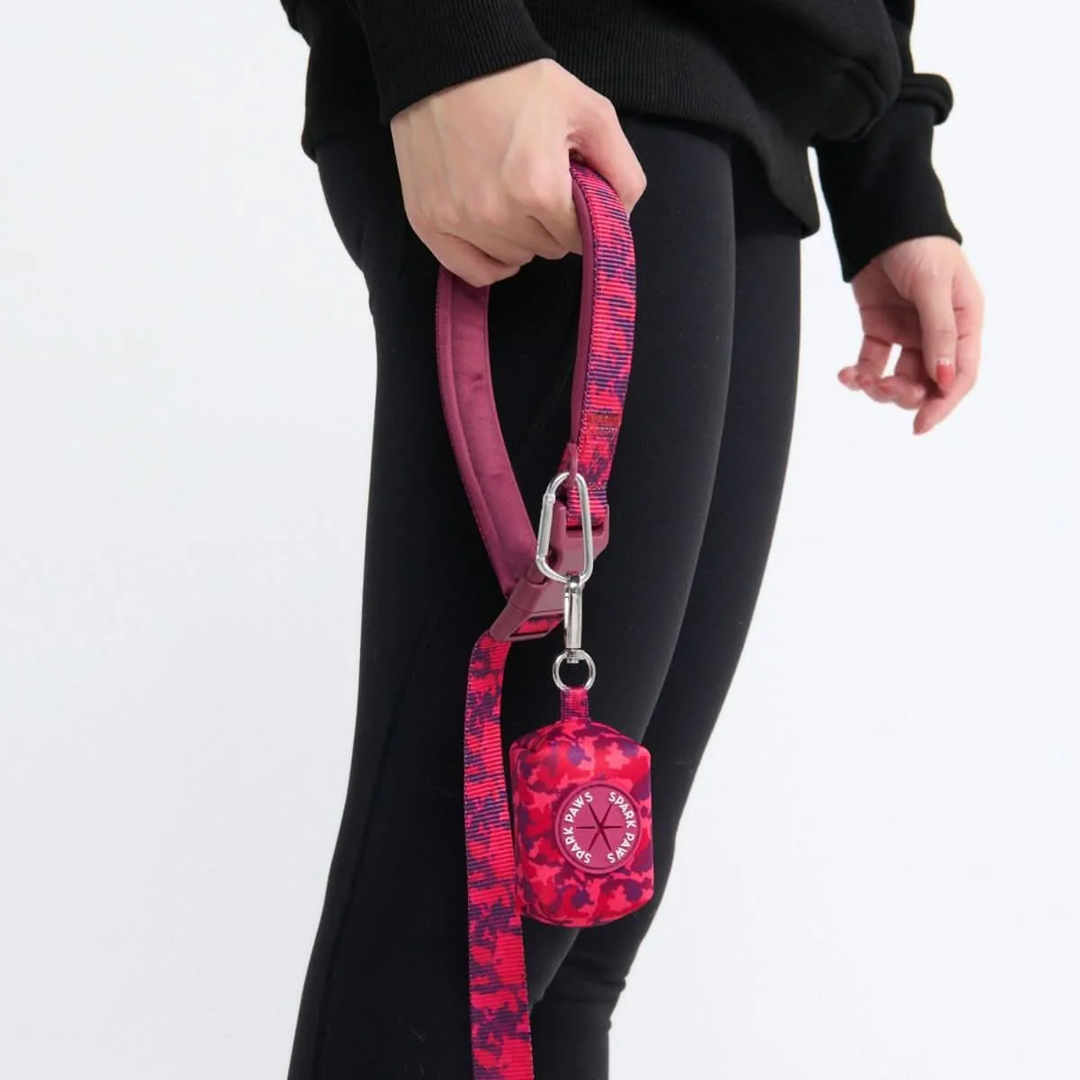 Multipurpose Seatbelt Handsfree Leash & Poop Bag Holder Set - Fuchsia Camo - Image 6