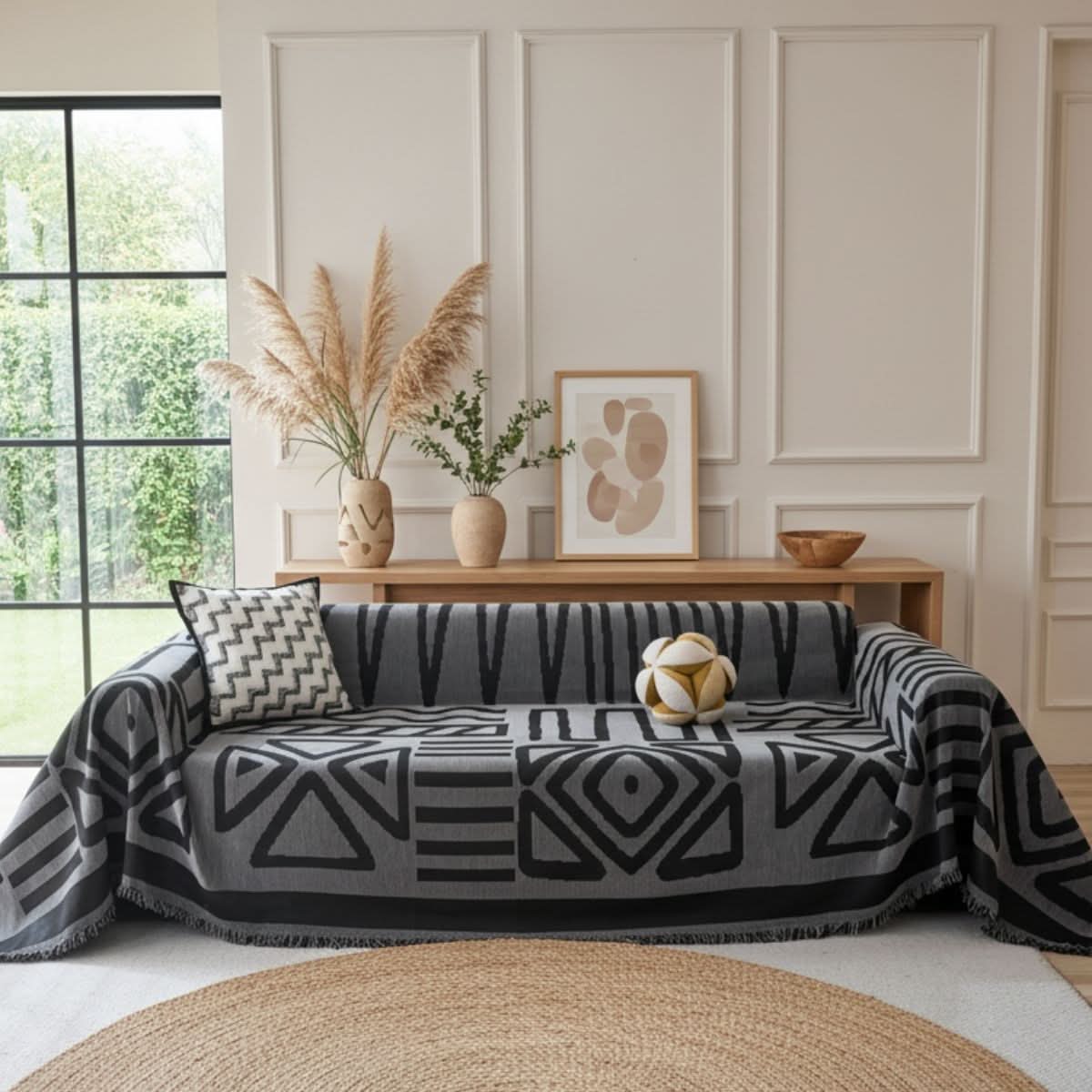 Pet Couch Cover - Boho Dark Grey - Image 2