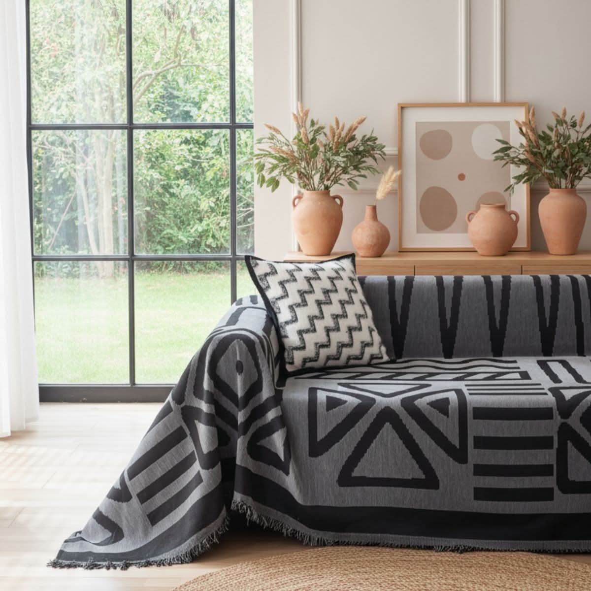 Pet Couch Cover - Boho Dark Grey - Image 3
