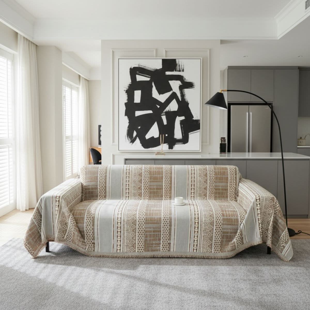 Pet Couch Cover - Modern Mosaic Beige - Image 2