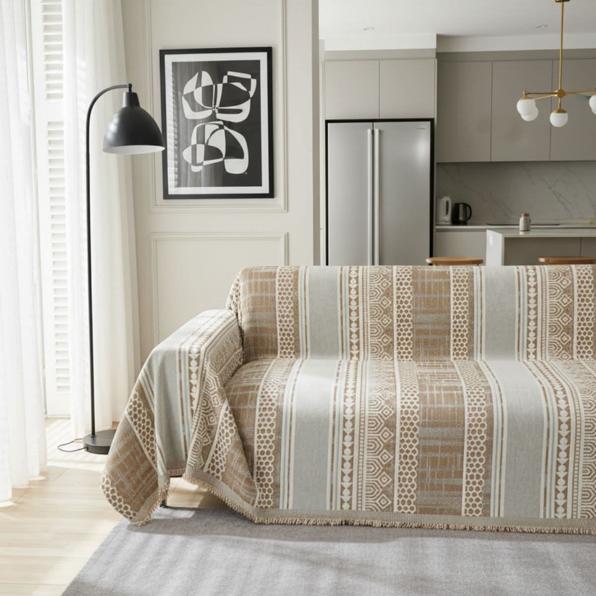 Pet Couch Cover - Modern Mosaic Beige - Image 3