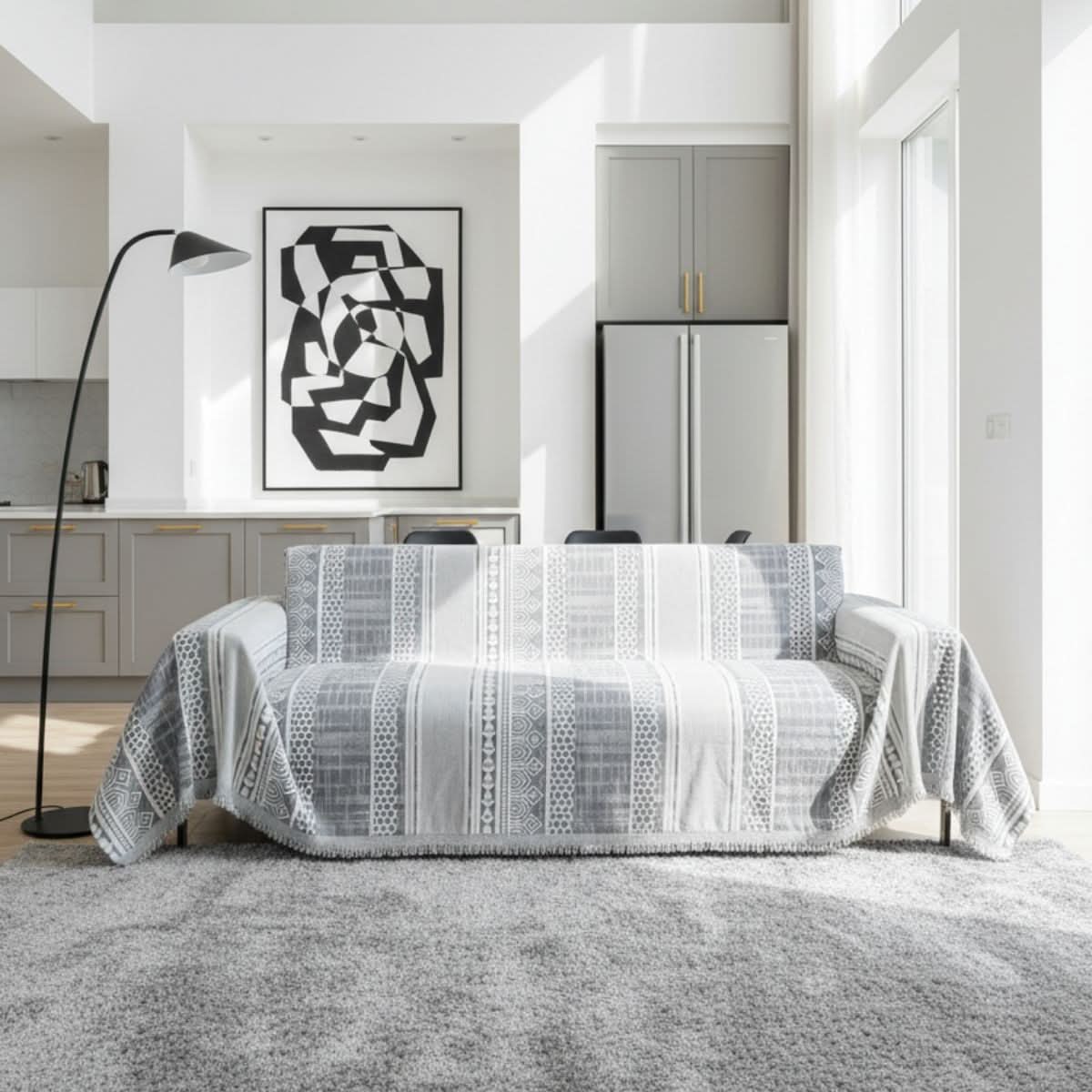 Pet Couch Cover - Modern Mosaic Grey - Image 4