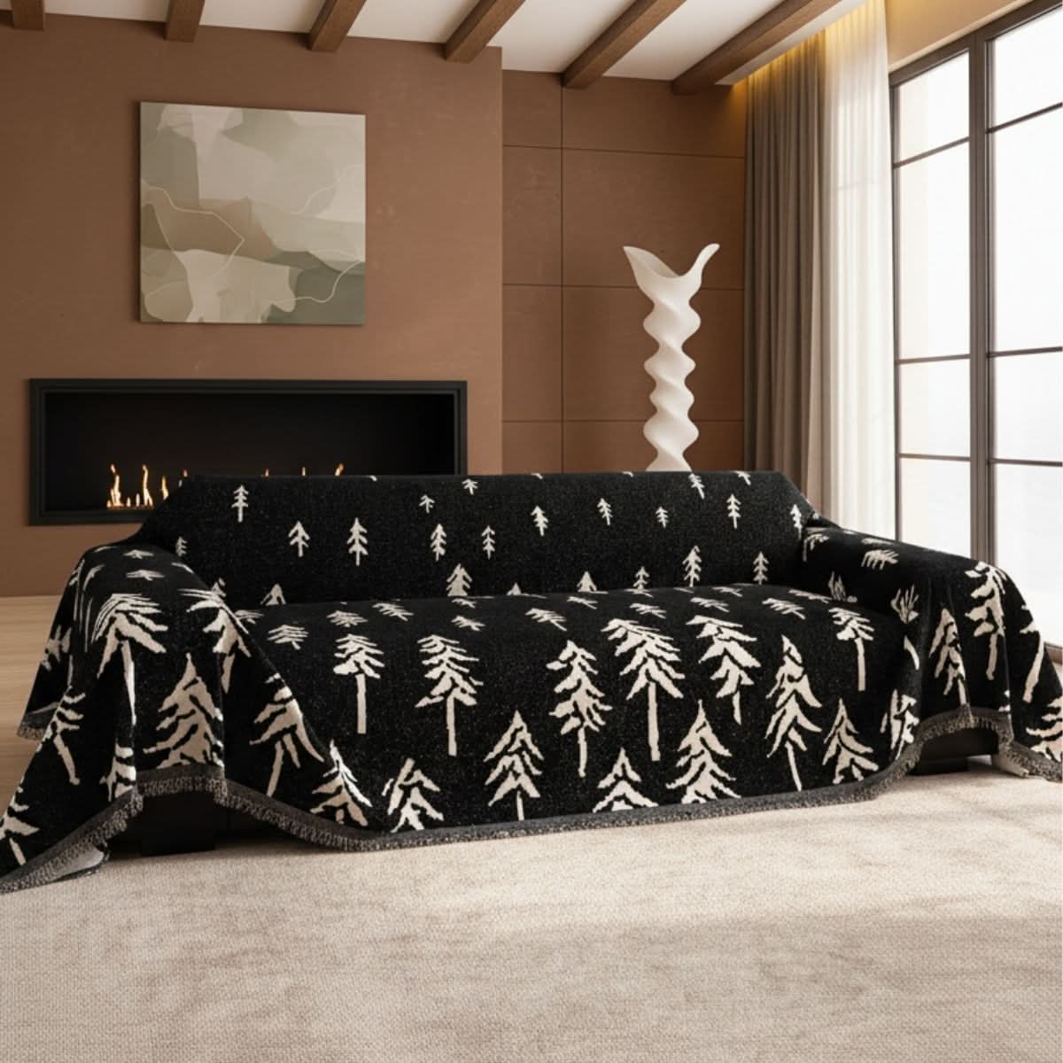 Pet Couch Cover - Pine Trees Black - Image 3