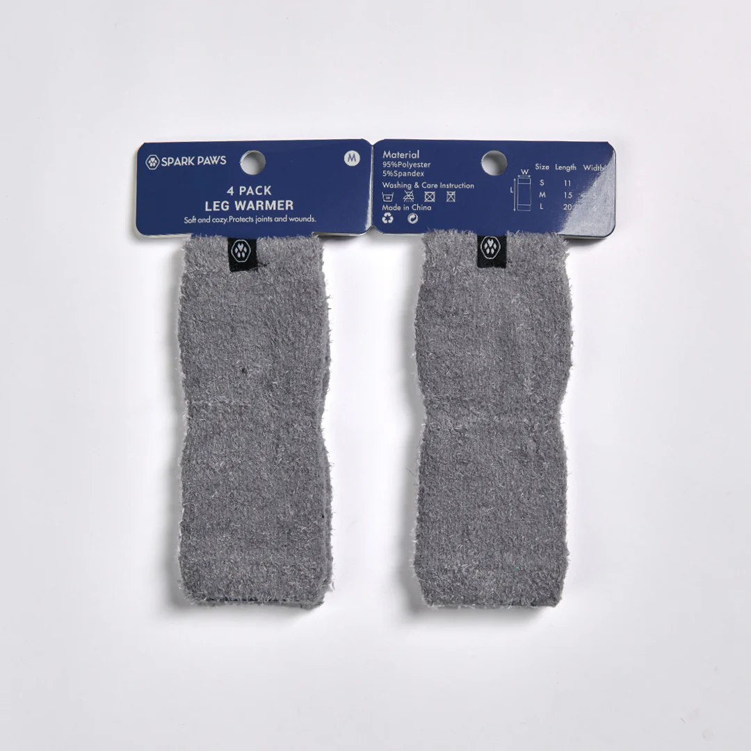 Stretchy Fleece Dog Leg Warmer Sleeves - Grey - Image 3
